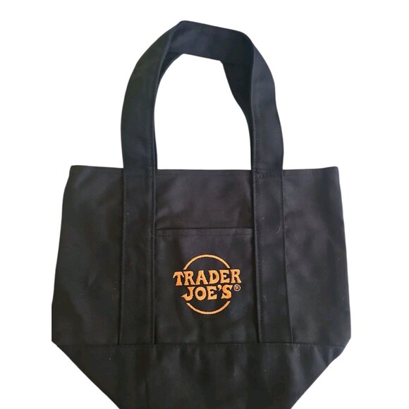 Trader Joes Mini Halloween Canvas Tote Bag 2 Piece Set ORANGE AND BLACK NWT - Picture 4 of 6